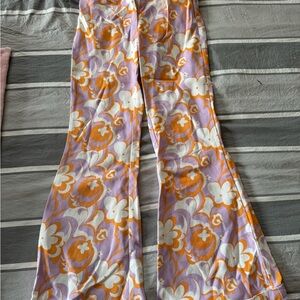 Princess Polly Floral Flare Jeans - Orange, Purple, White